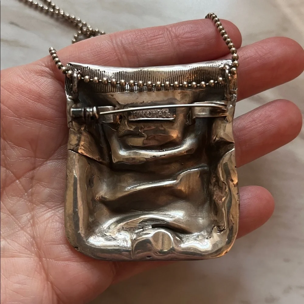 MAREK + LUCYNA NIENIEWSCY sterling silver coin purse pendant brooch - Picture 4 of 16